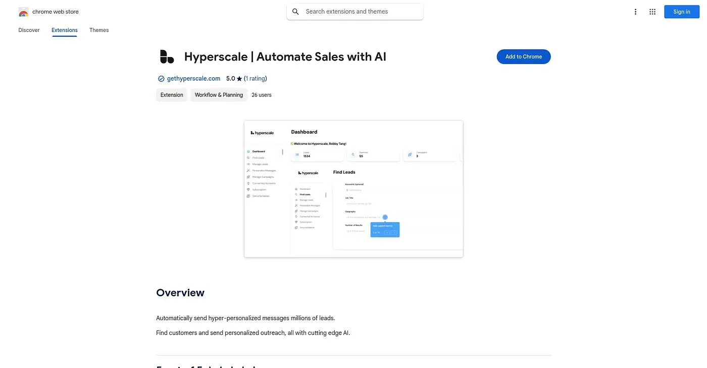 Screenshot of Hyperscale Automation Chrome Extension