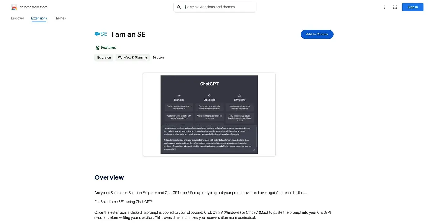 Screenshot of I Am An SE Chrome Extension