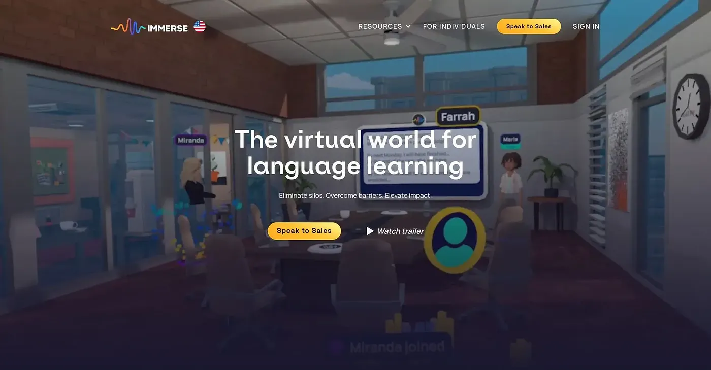 Screenshot of IMMERSE