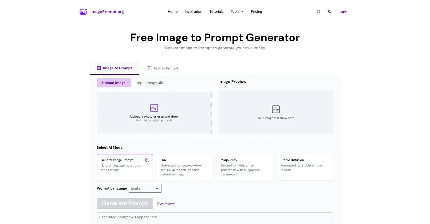Screenshot of Image to Prompt