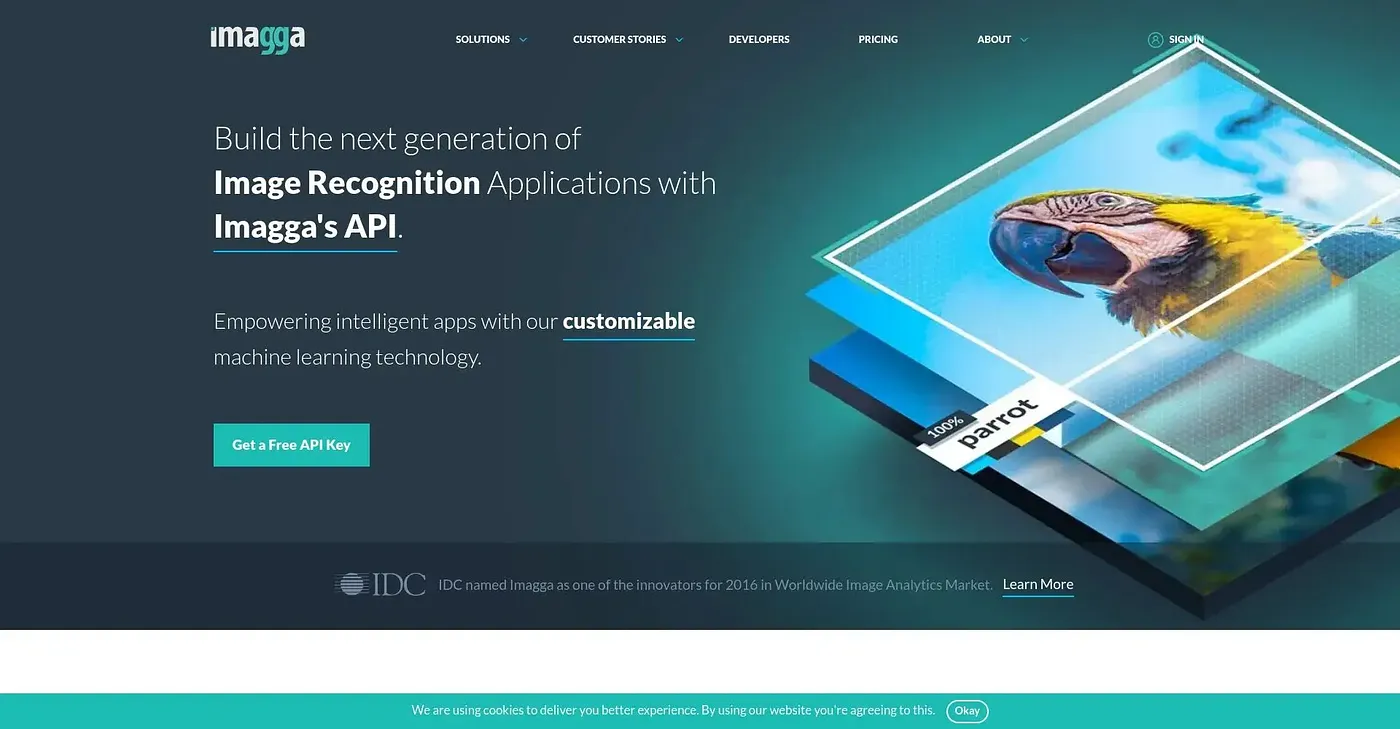 Screenshot of Imagga