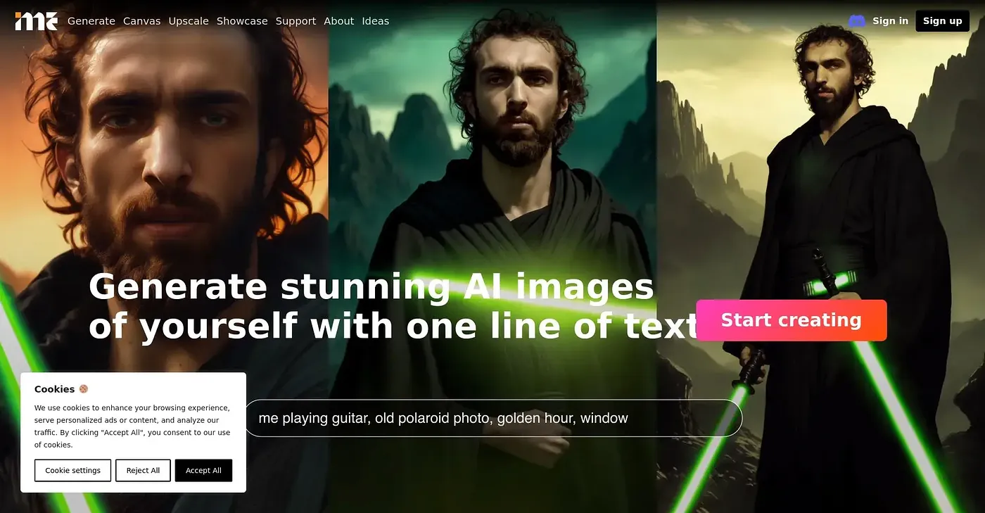 Screenshot of Imagine Me AI