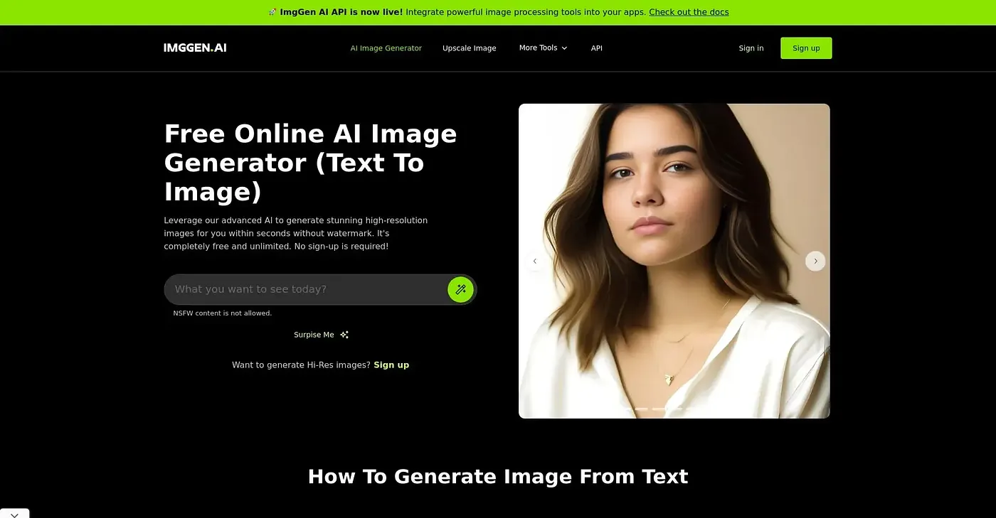 Screenshot of Img Gen AI