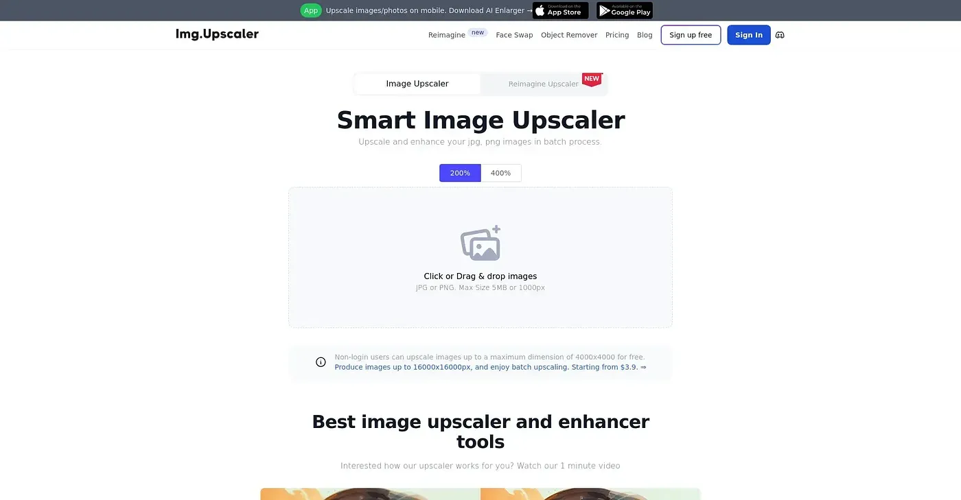 Screenshot of Img Upscaler