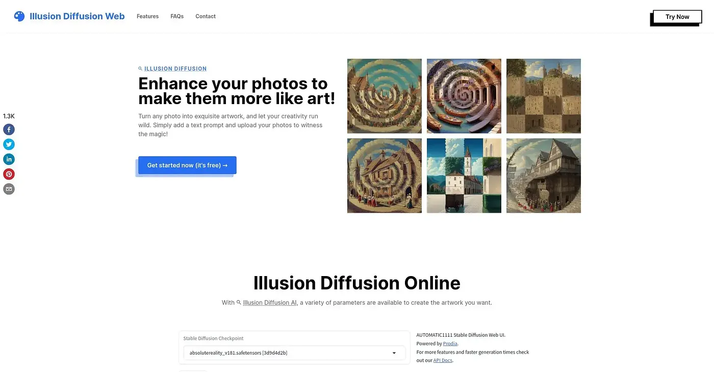 Screenshot of Illusion Diffusion Web