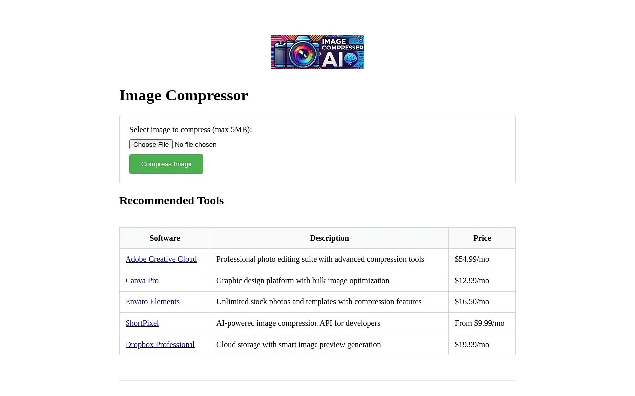Screenshot of Image Compressor AI
