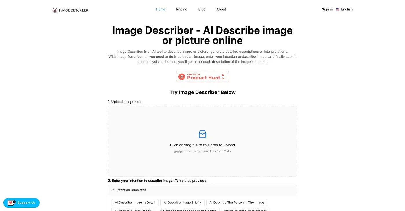 Screenshot of Image Describer
