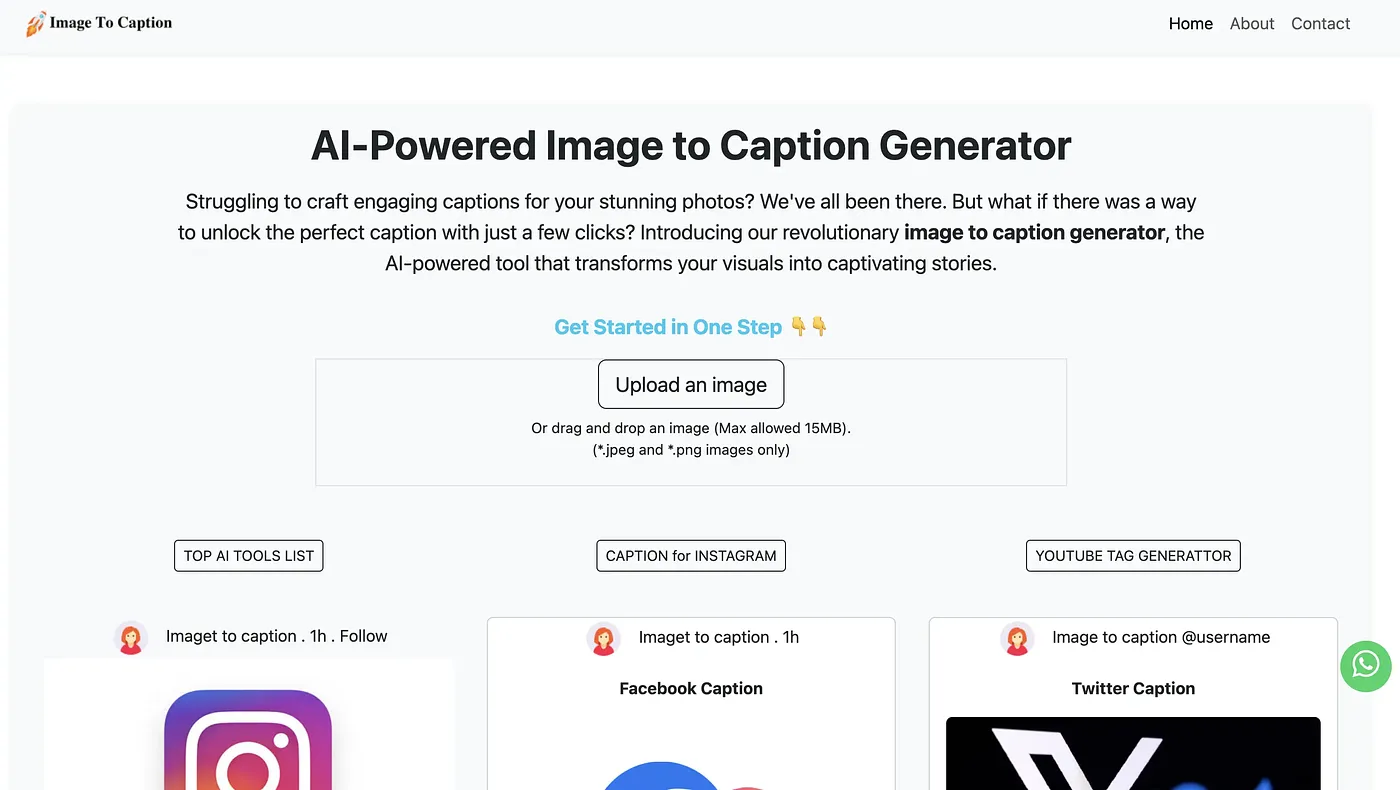 Screenshot of Image To Caption