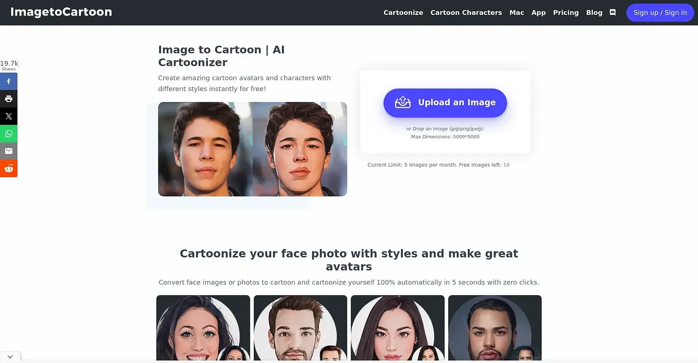 Screenshot of Image To Cartoon