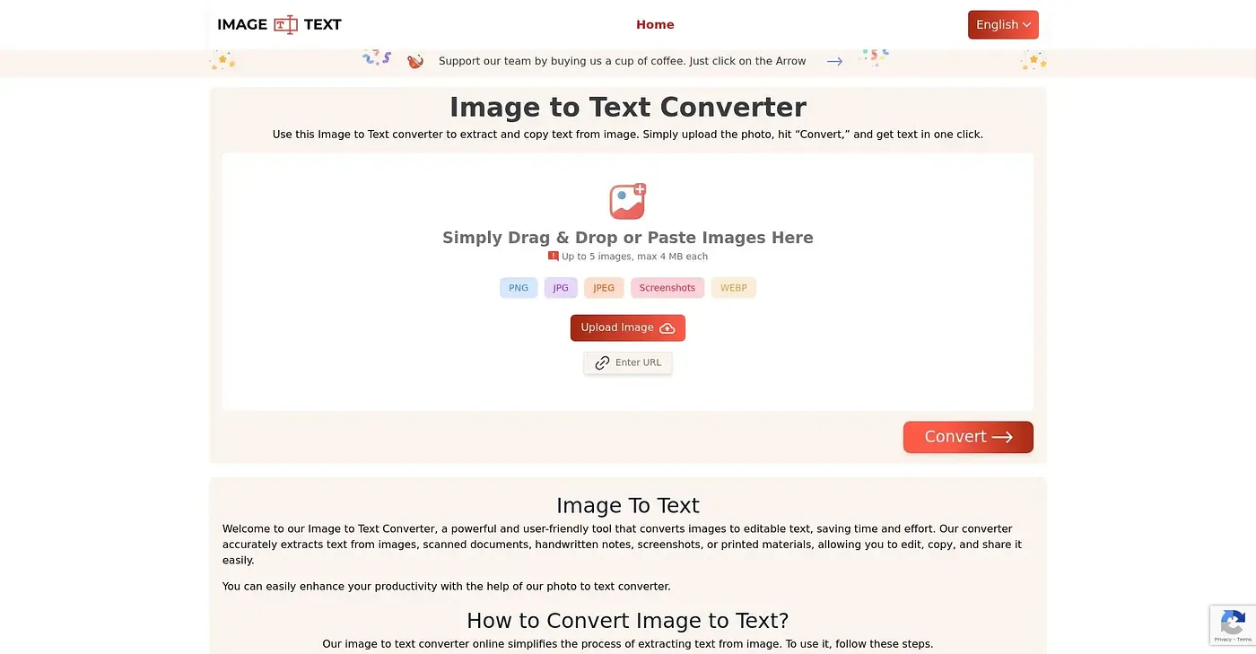 Screenshot of Image To Text