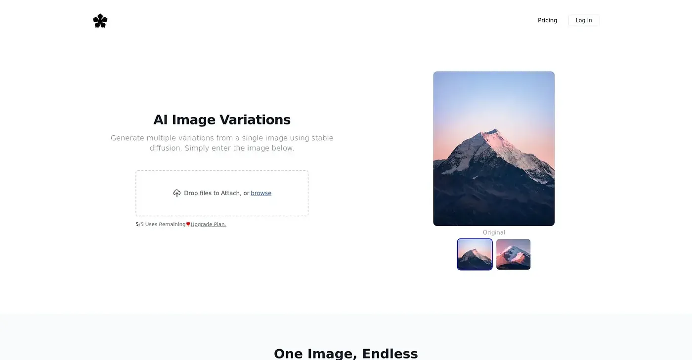 Screenshot of Image Variations