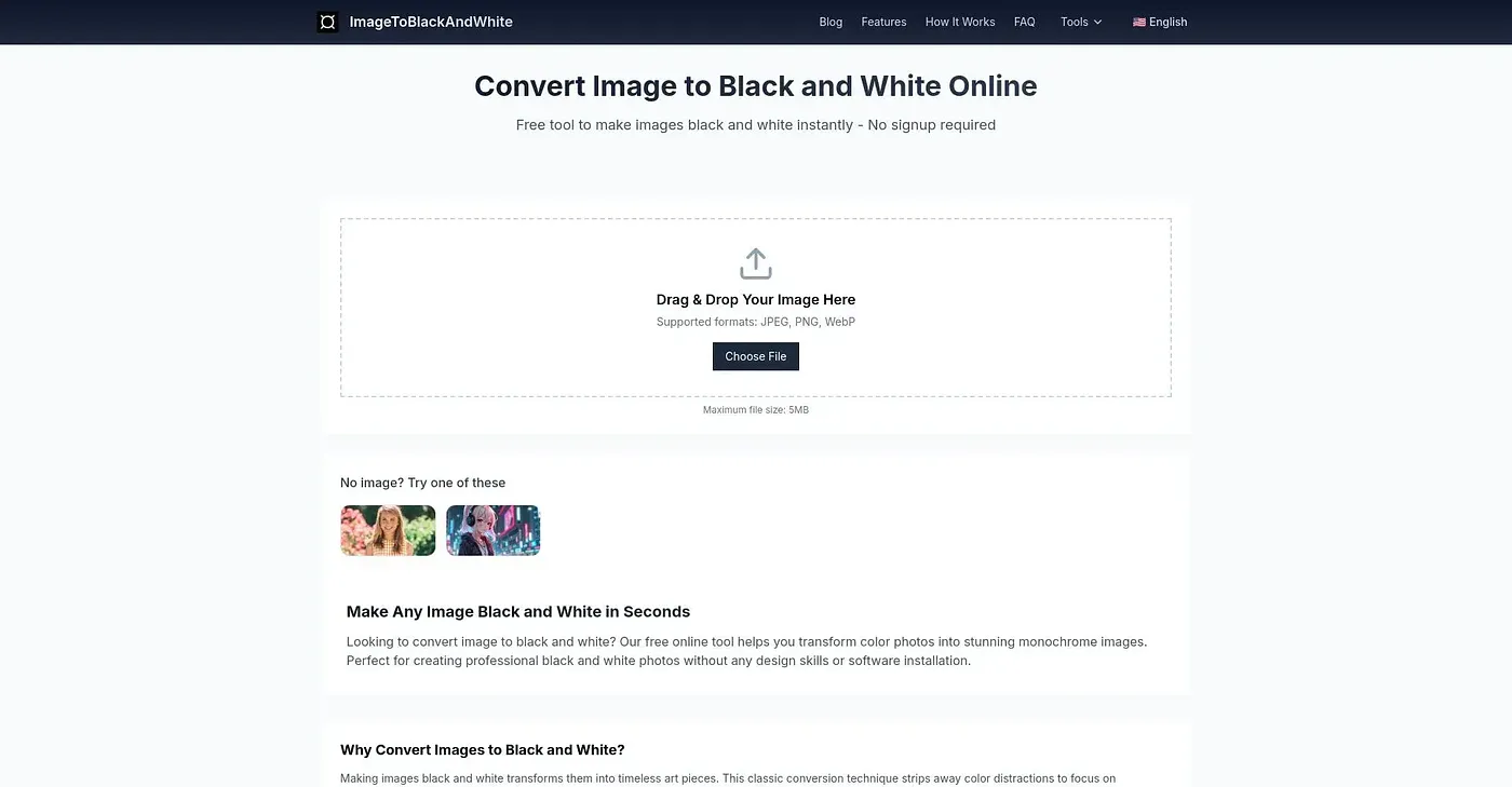 Screenshot of Image to Black and White