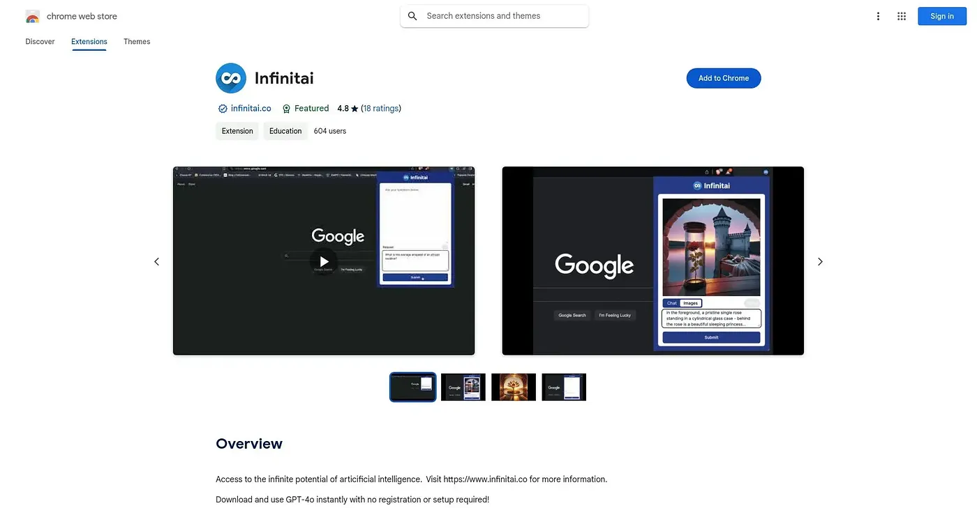 Screenshot of InfinitAI