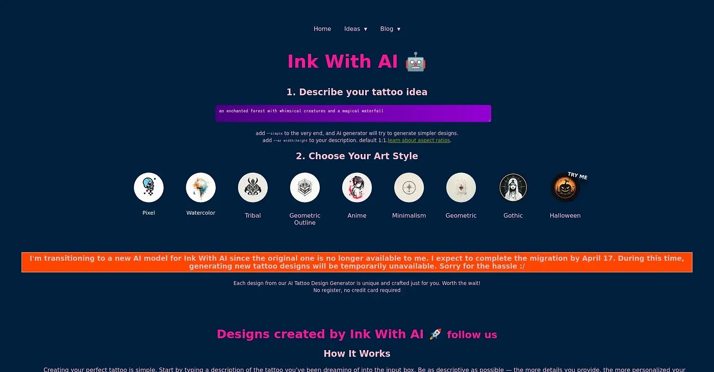 Screenshot of Ink With AI