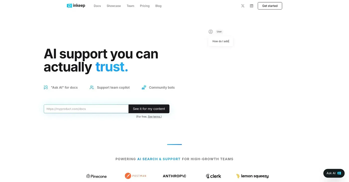 Screenshot of Inkeep