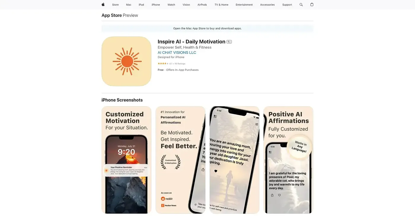 Screenshot of Inspire AI - Daily Motivation