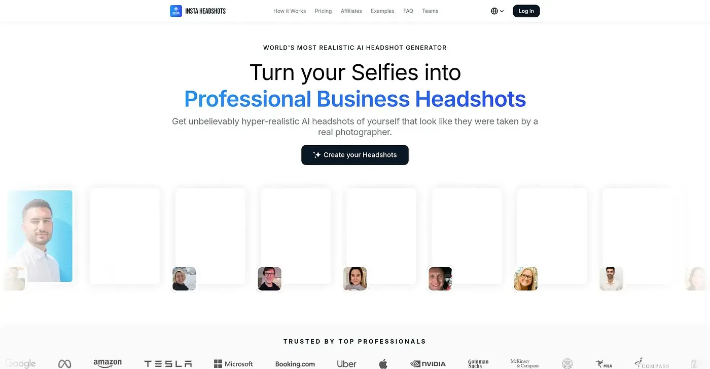 Screenshot of Insta Headshots