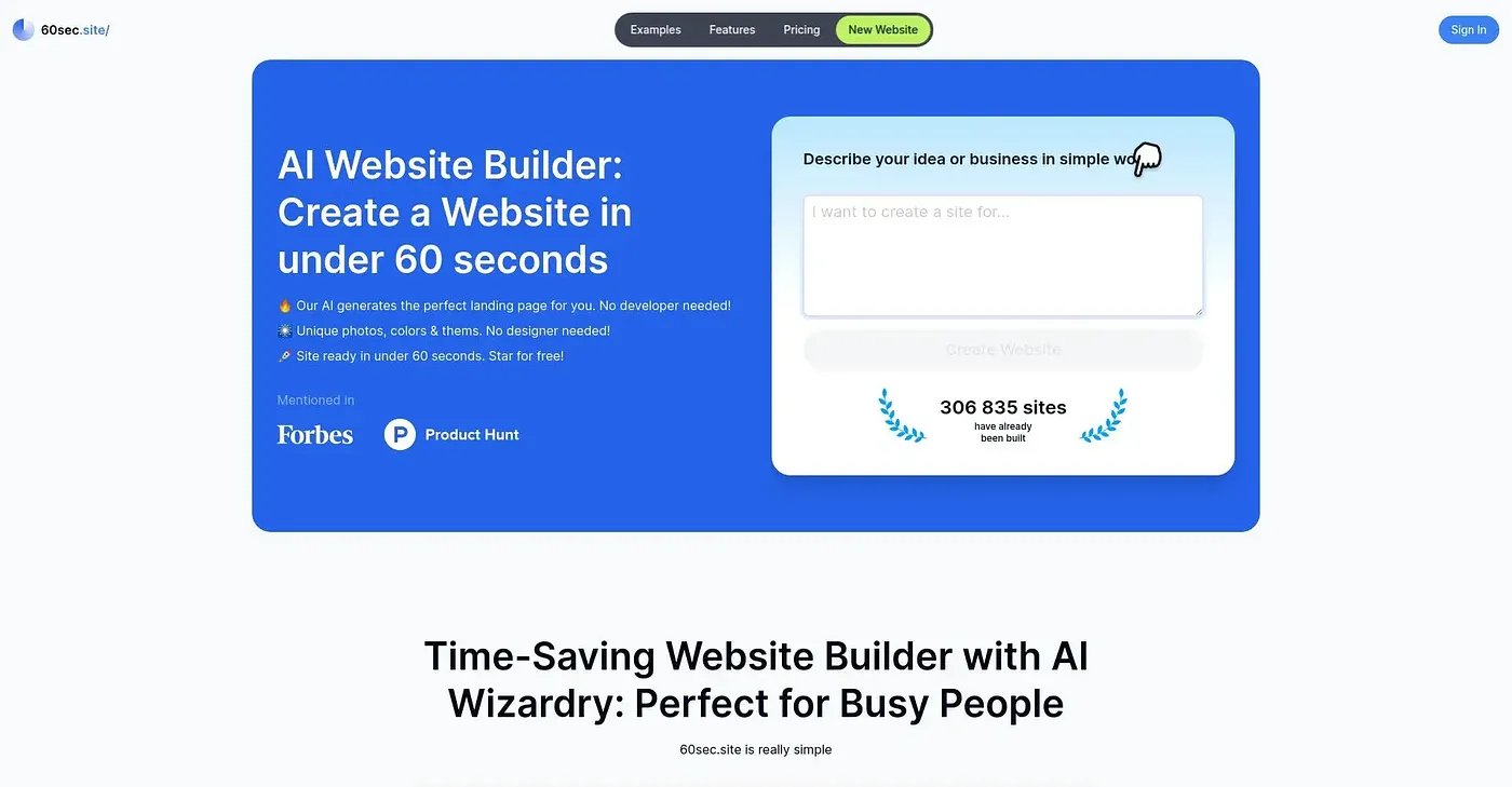 Screenshot of 60 Sec Site