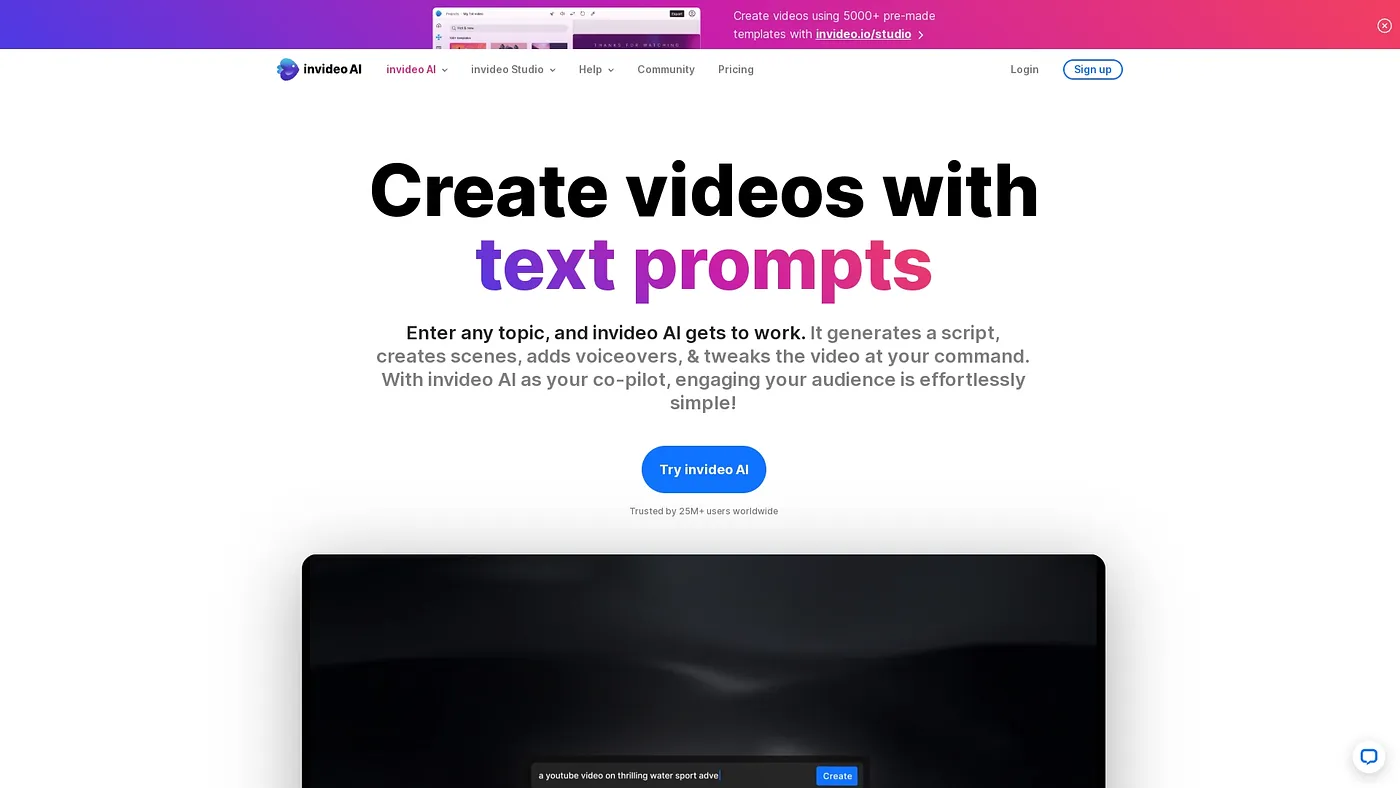 Screenshot of InVideo