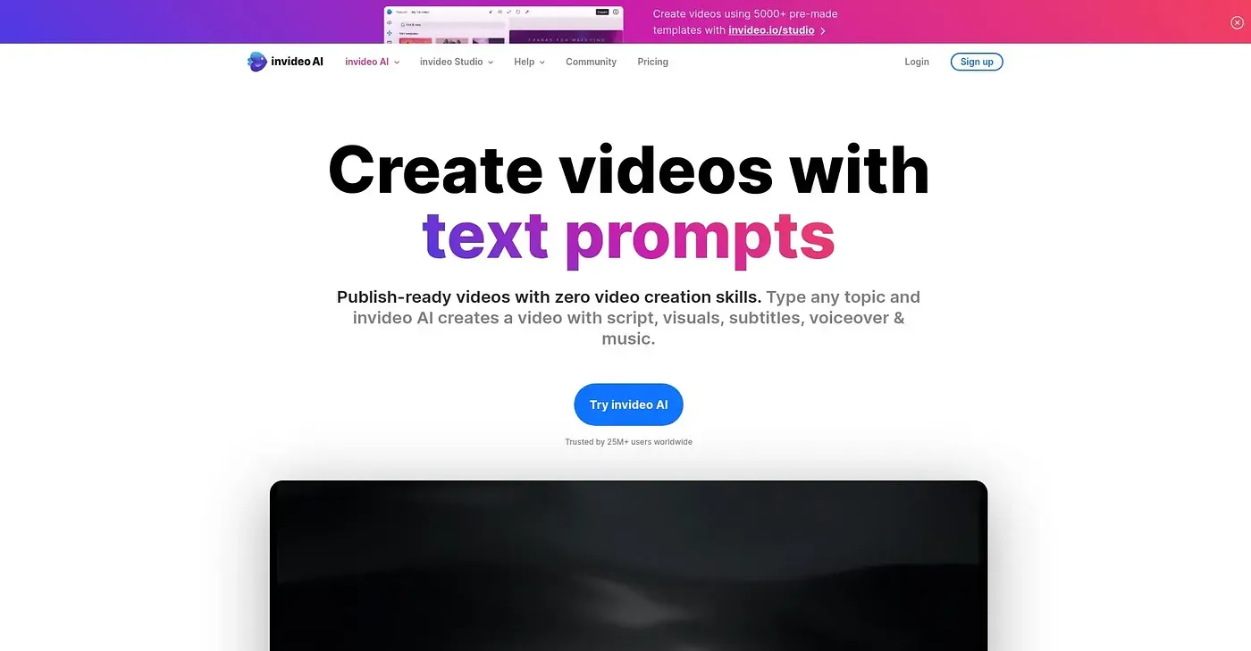 Screenshot of InVideo