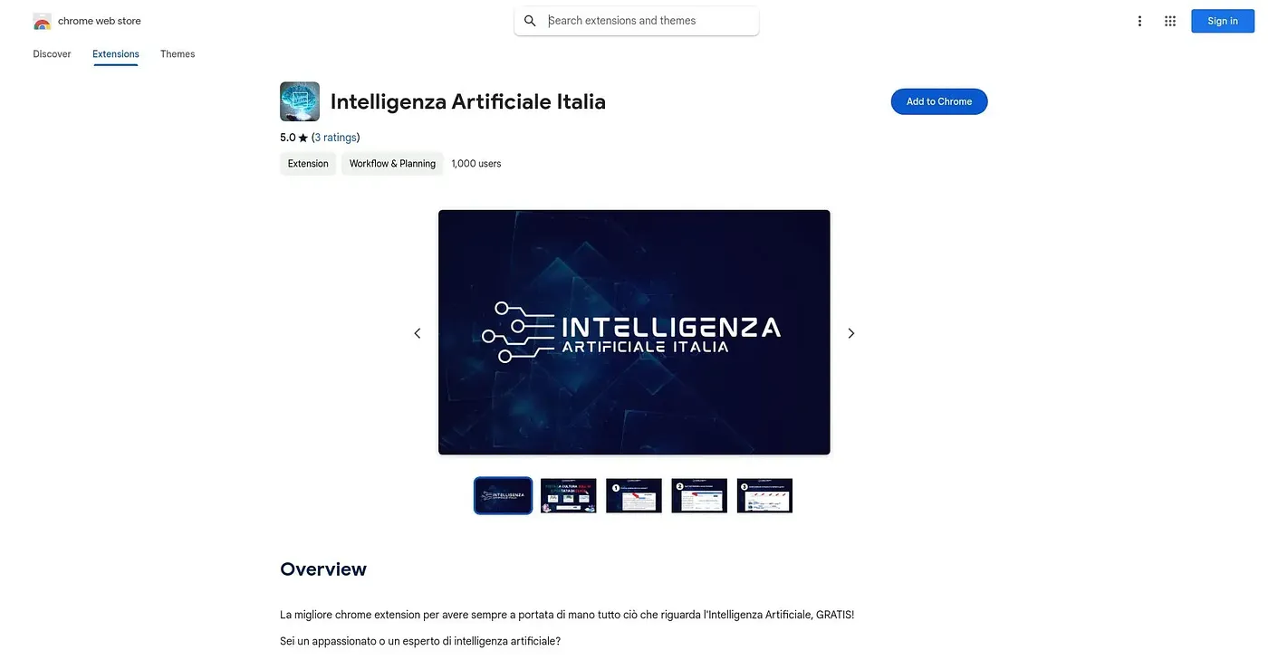 Screenshot of Intelligenza Artificiale - Chrome Extension