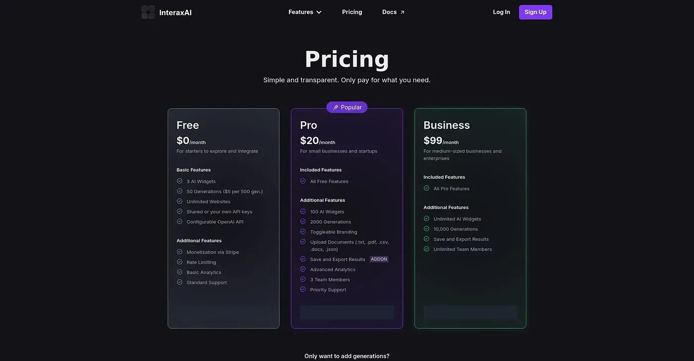 Screenshot of Interax AI