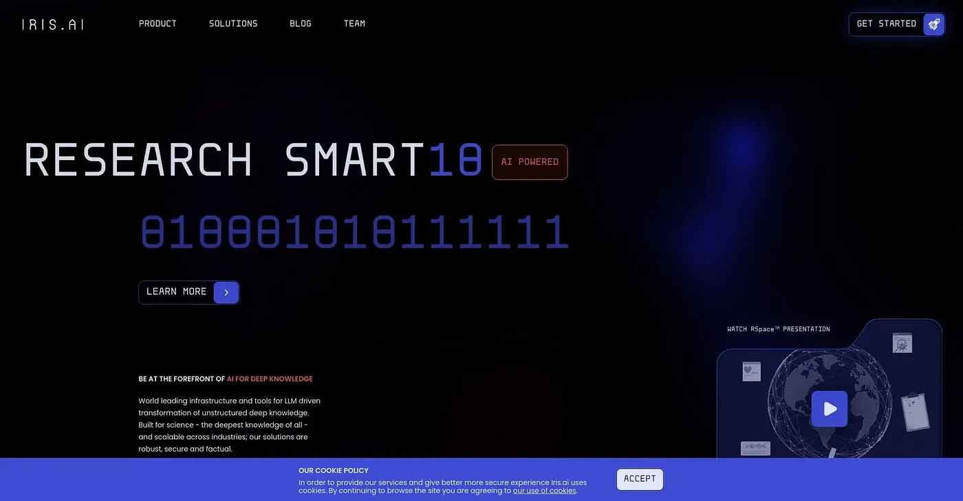 Screenshot of Iris AI