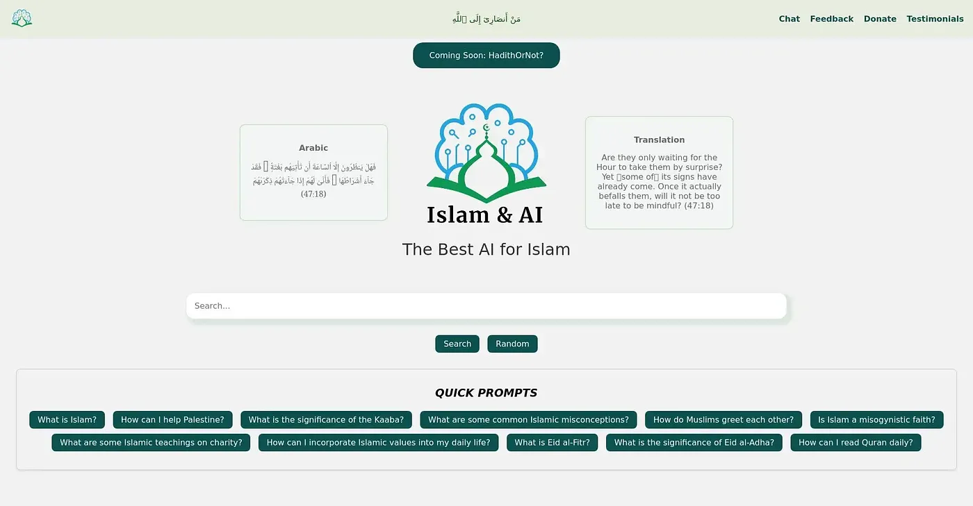 Screenshot of Islam GPT