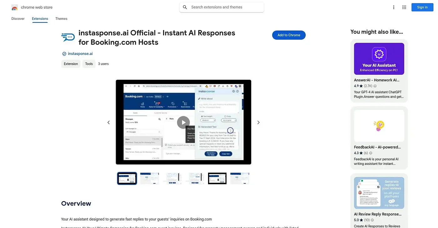 Screenshot of Instasponse AI