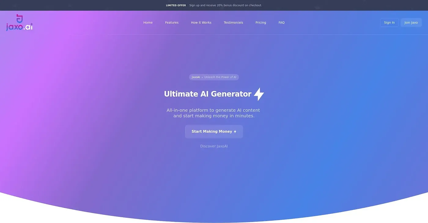 Screenshot of Jaxo AI
