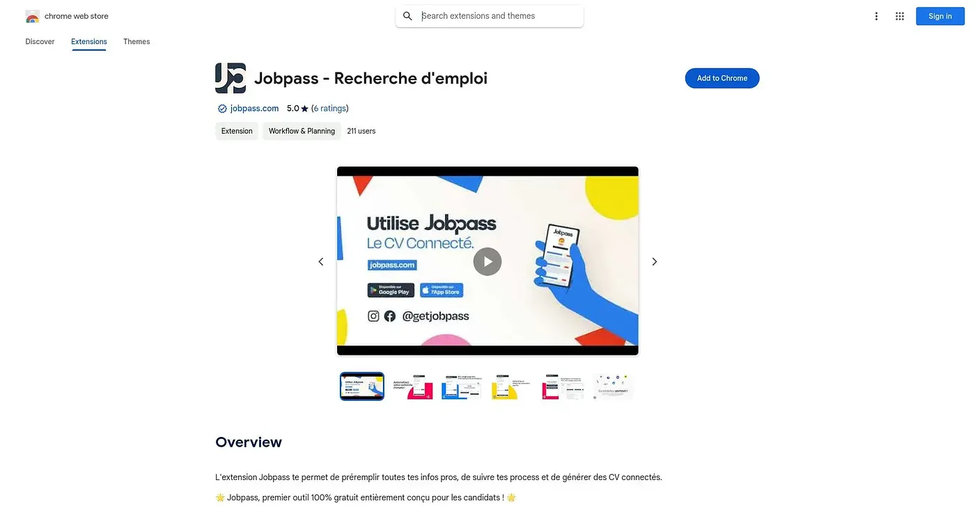 Screenshot of Jobpass Chrome Extension