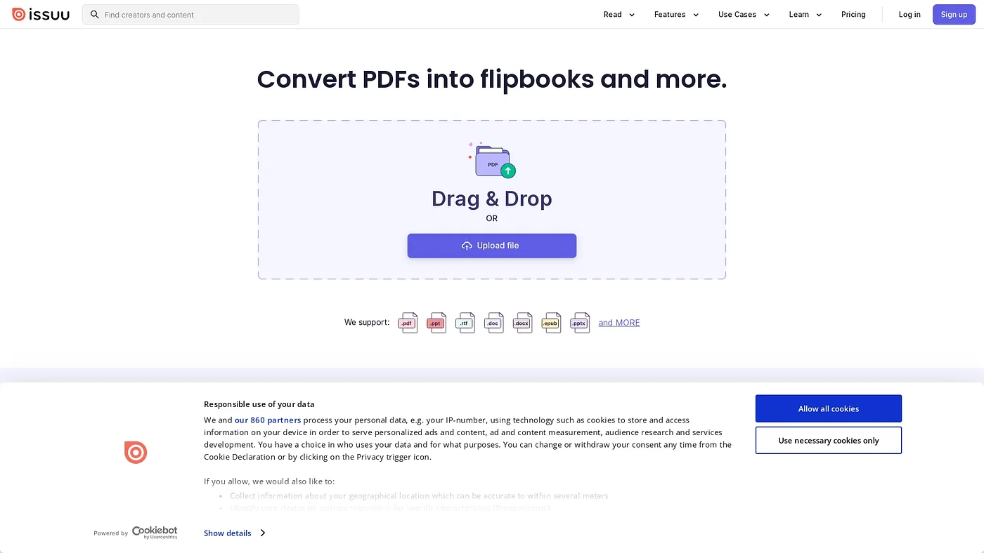Screenshot of Issuu