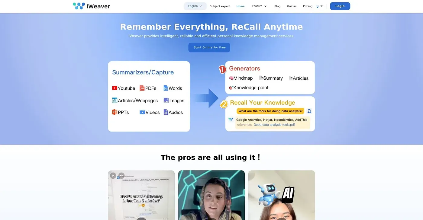 Screenshot of Iweaver AI