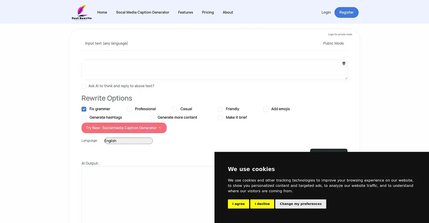 Screenshot of Just Rewrite