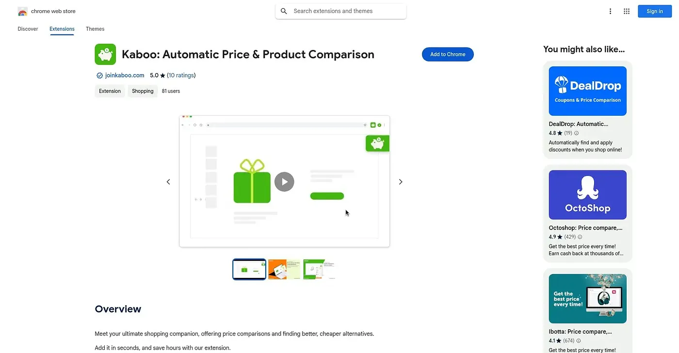 Screenshot of Kaboo Automatic Price Pro
