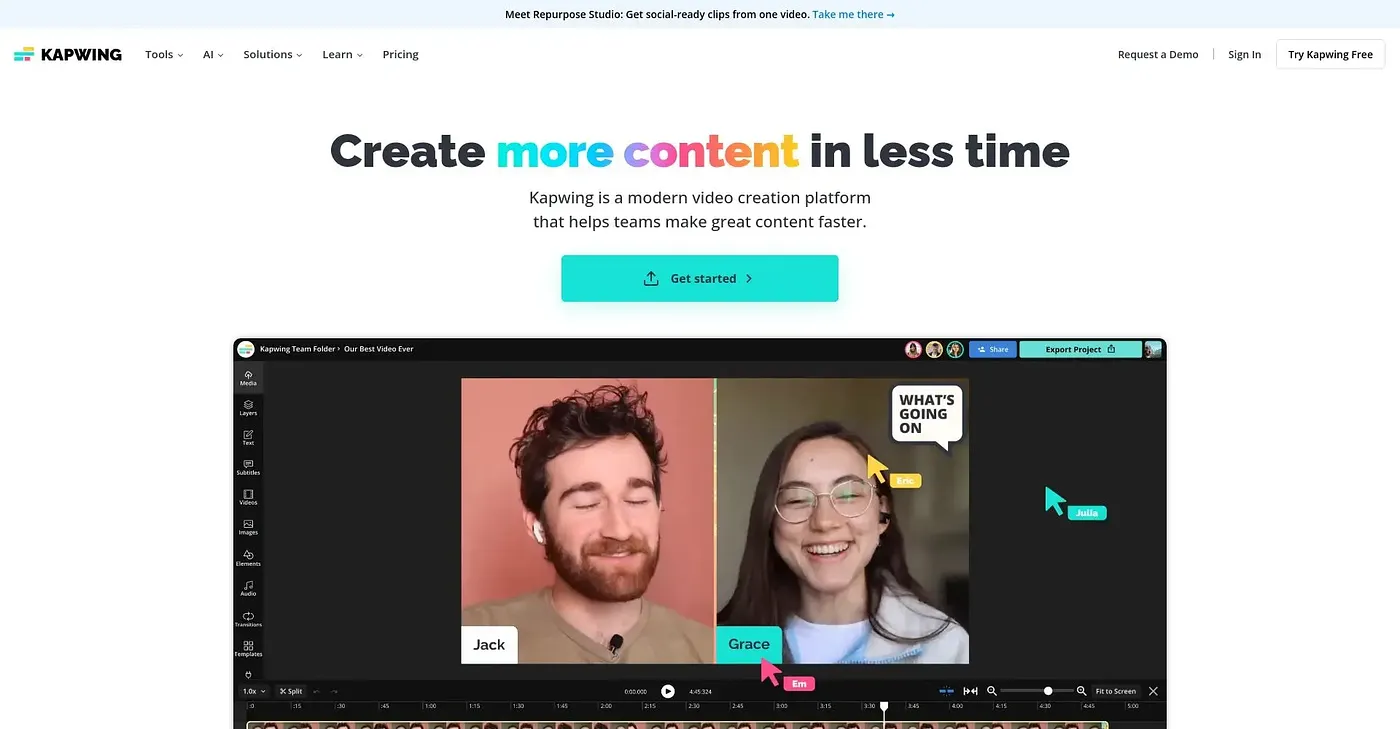 Screenshot of Kapwing