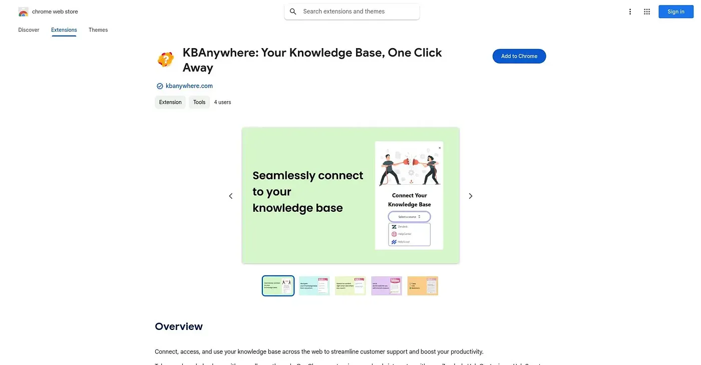 Screenshot of Kbanywhere Chrome Extension