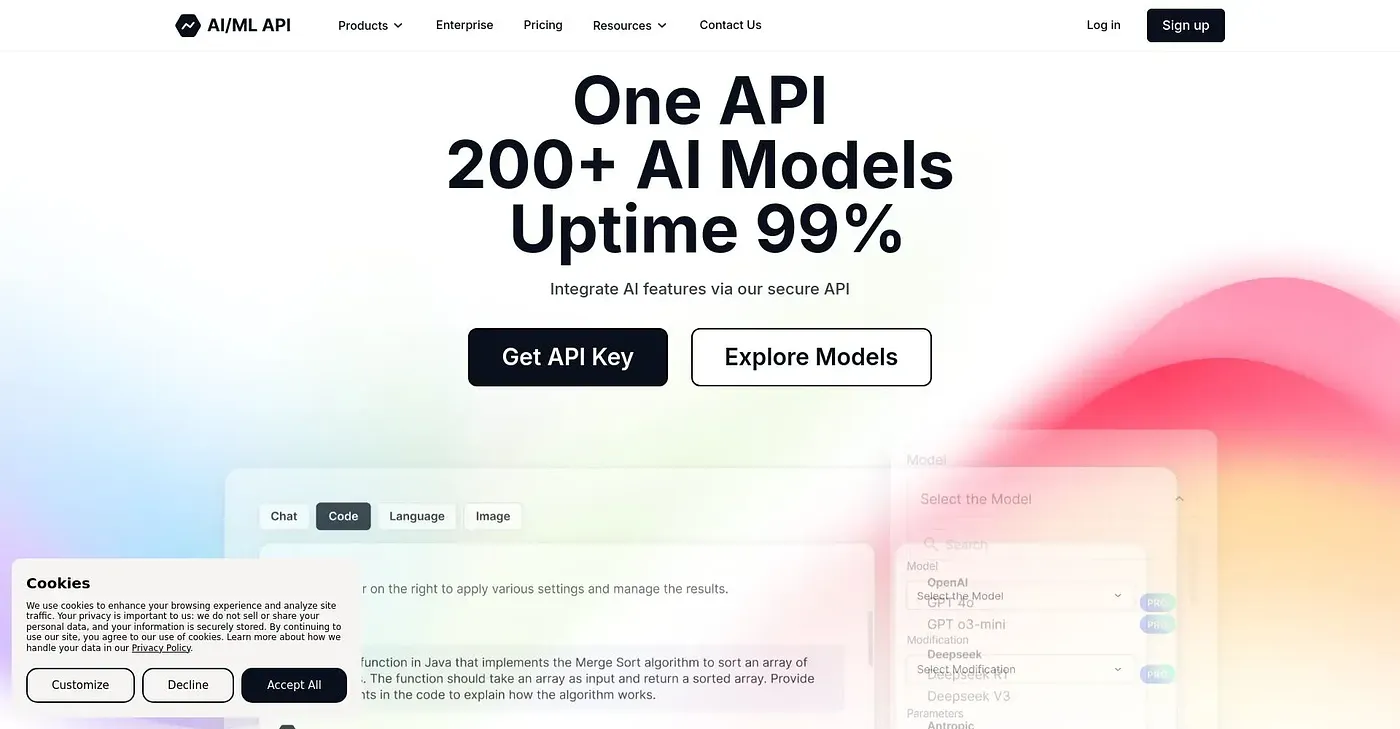 Screenshot of AIML API