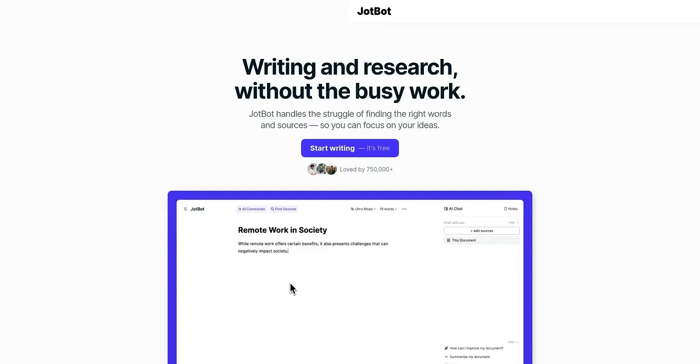 Screenshot of Jotbot
