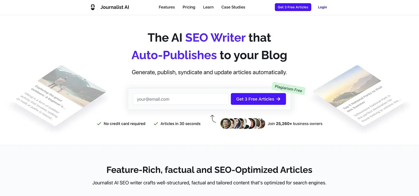 Screenshot of Journalist AI