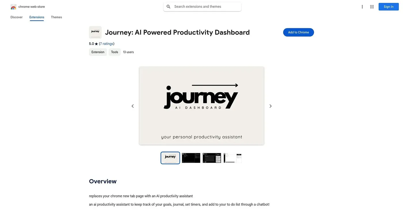 Screenshot of Journey Chrome Extension