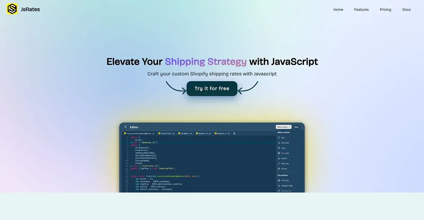 Screenshot of JsRates