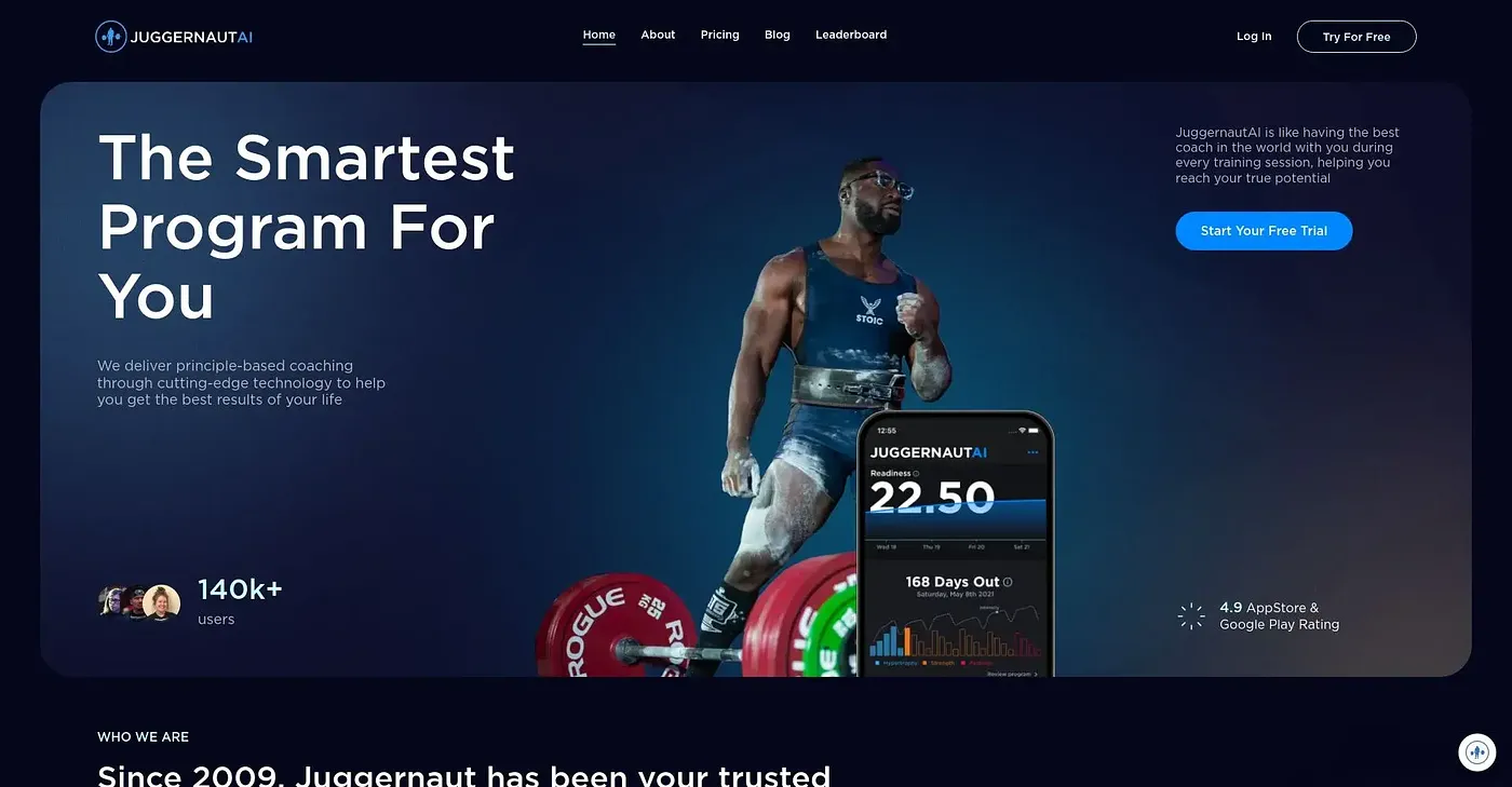 Screenshot of Juggernaut AI