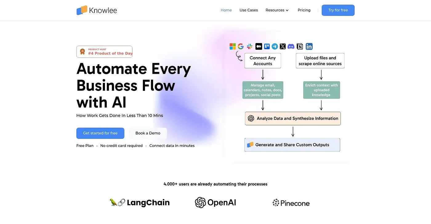 Screenshot of Knowlee AI