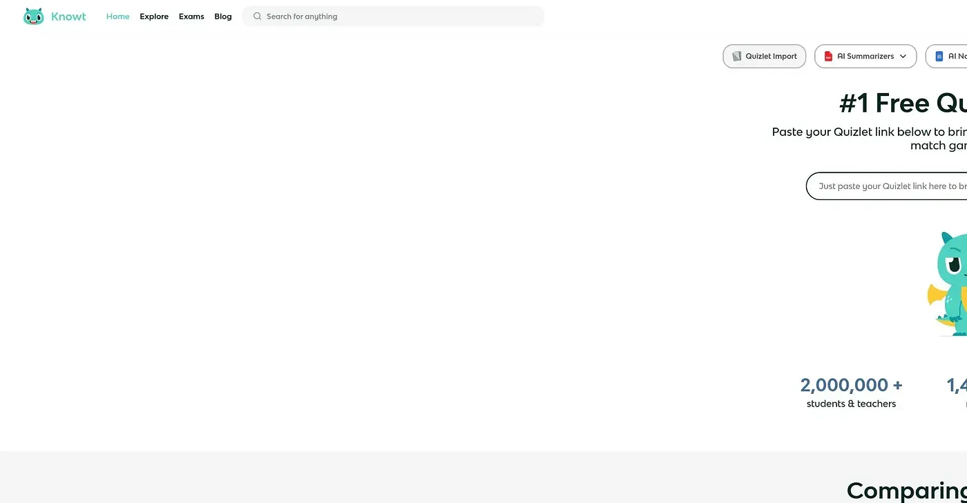 Screenshot of Knowt