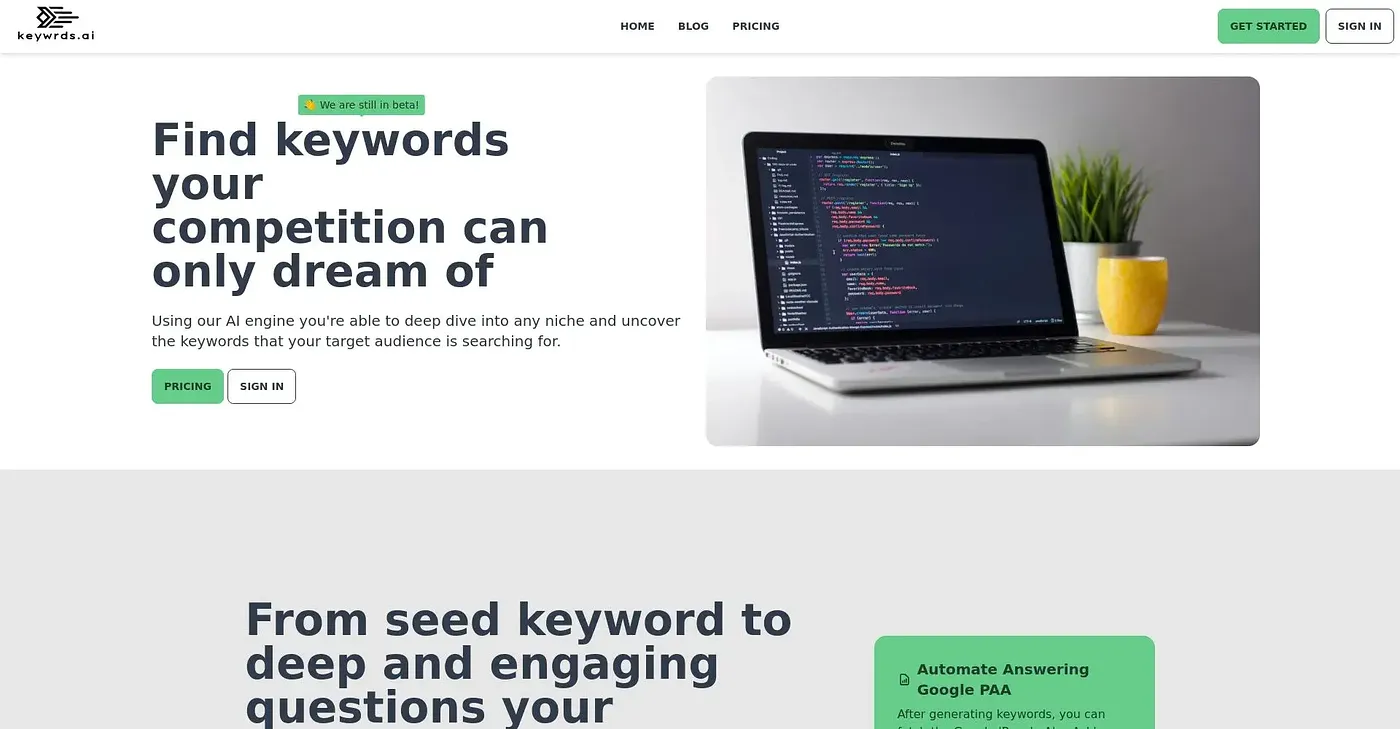 Screenshot of Keywrds.ai