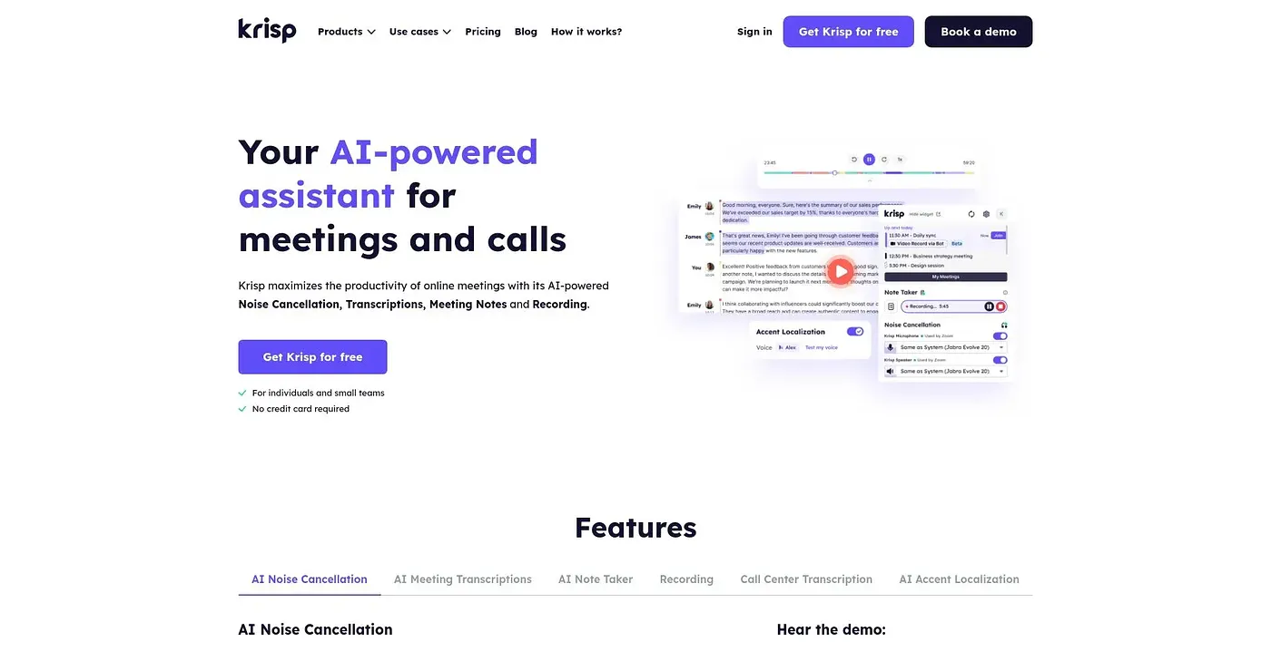 Screenshot of Krisp