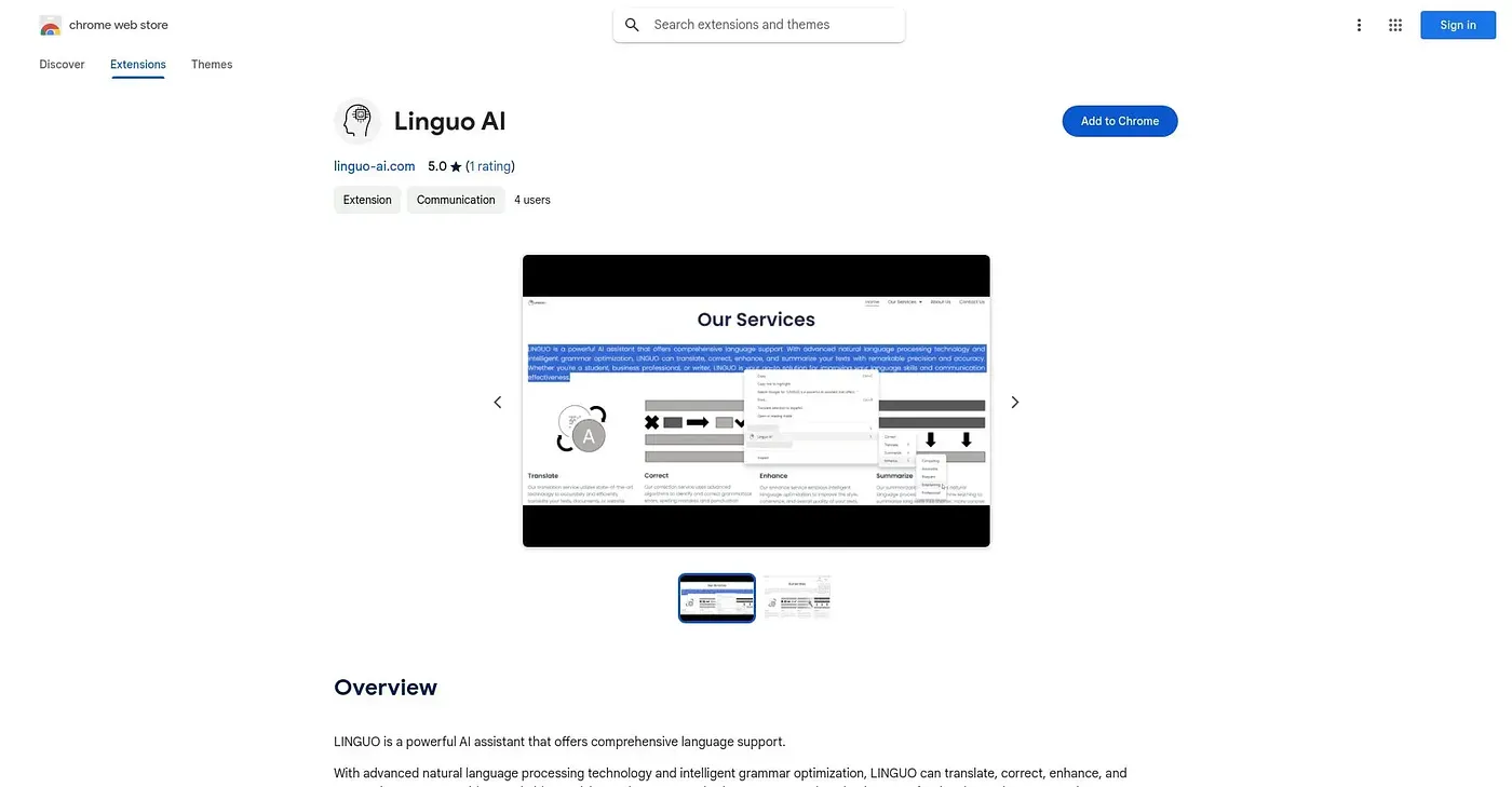 Screenshot of LINGUO AI - Chrome Extension