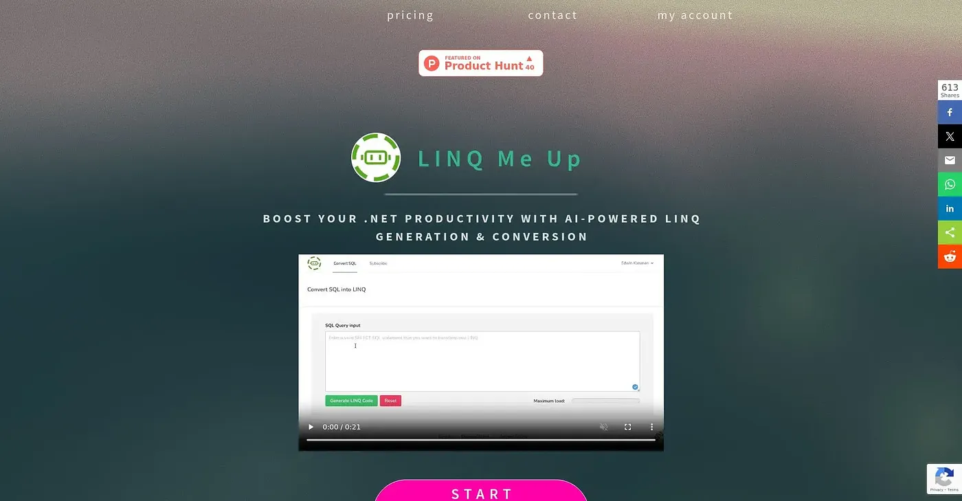 Screenshot of LINQ Me Up