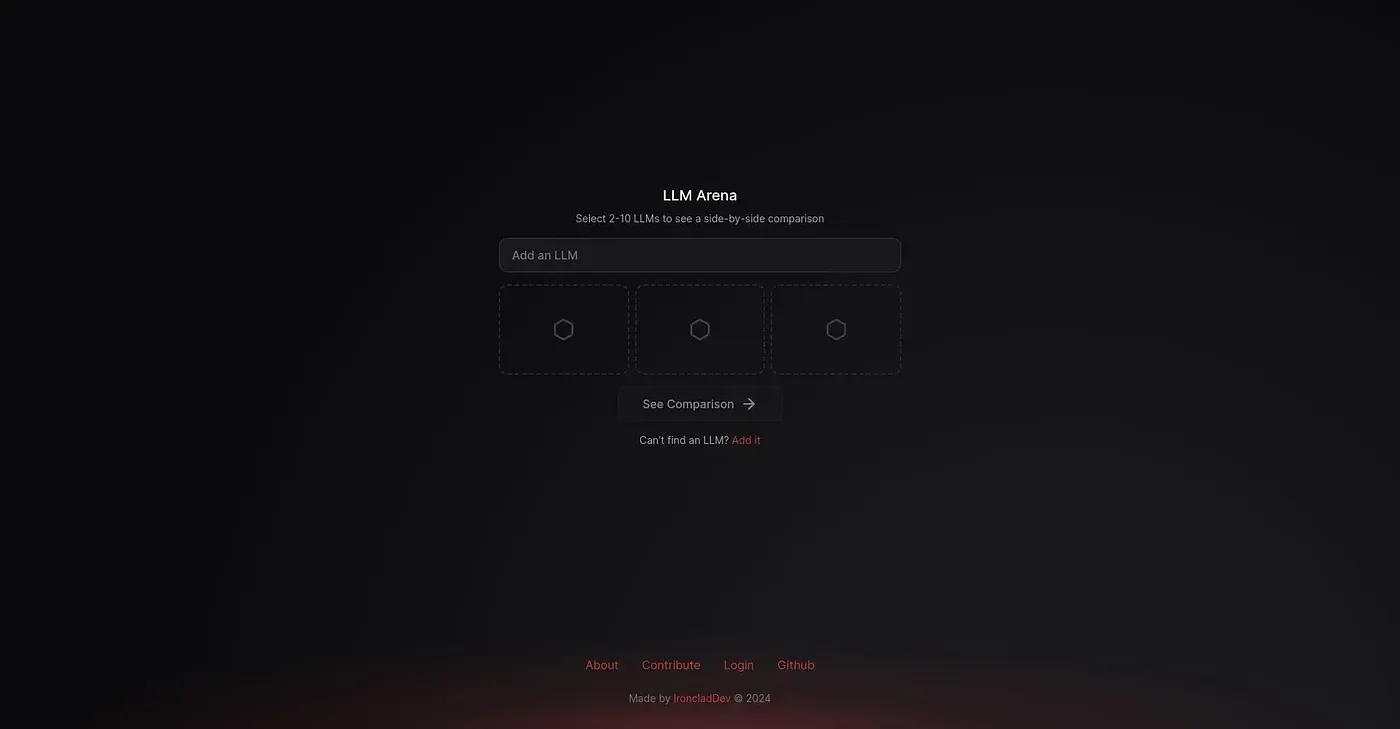 Screenshot of LLM Arena